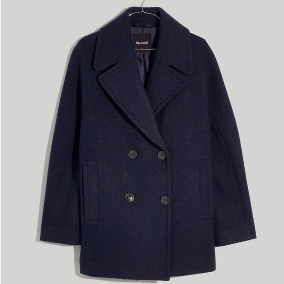 Madewell Carville Oversized Peacoat in Insuluxe Fabric in Navy Size Medium